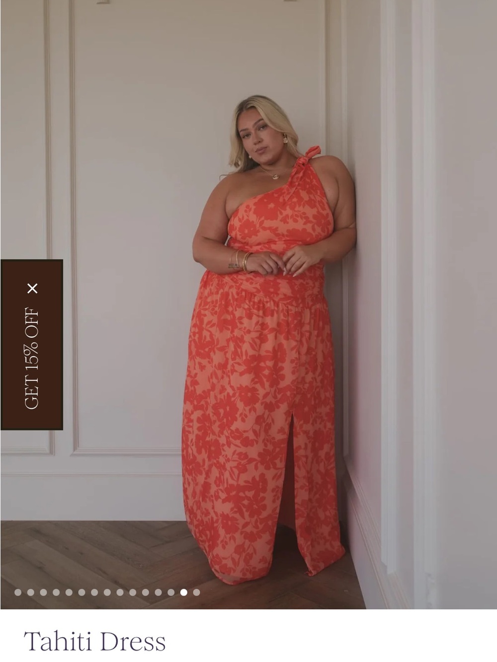 JessaKae Coral Floral One-Shoulder Maxi Dress